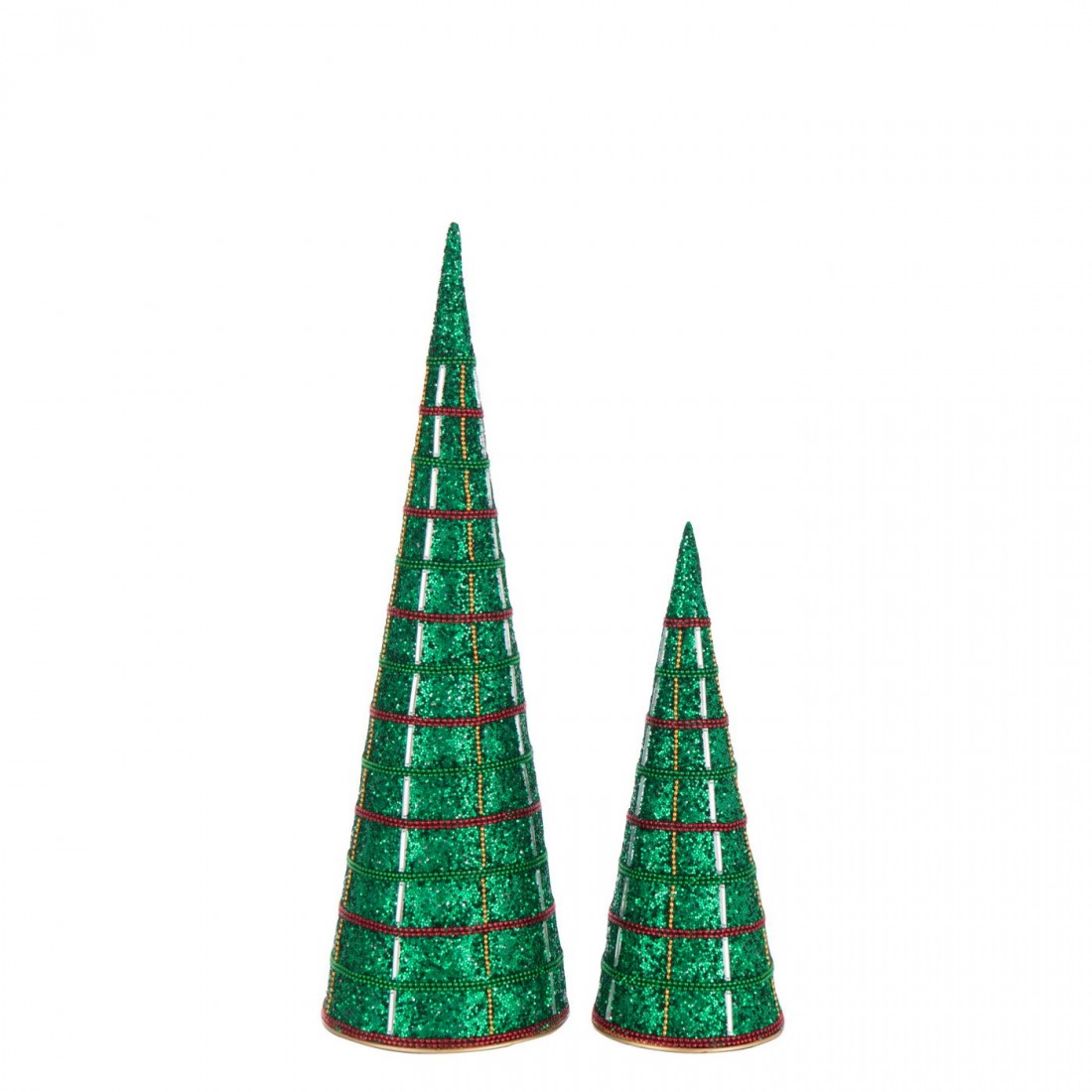 Cone Iron/Beads Emerald Green Set of 2 J-Line