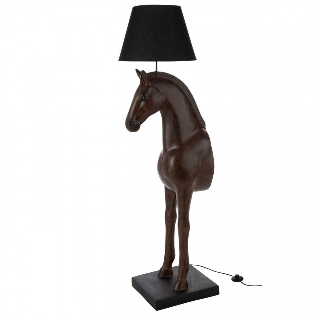 Floor Lamp Horse Front Dark Brown Polyresin J-Line