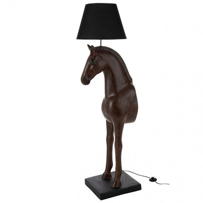 Floor Lamp Horse Front Dark Brown Polyresin J-Line