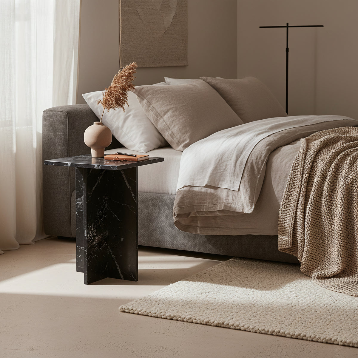 Side Table Shanghai Marble Black Raw Materials