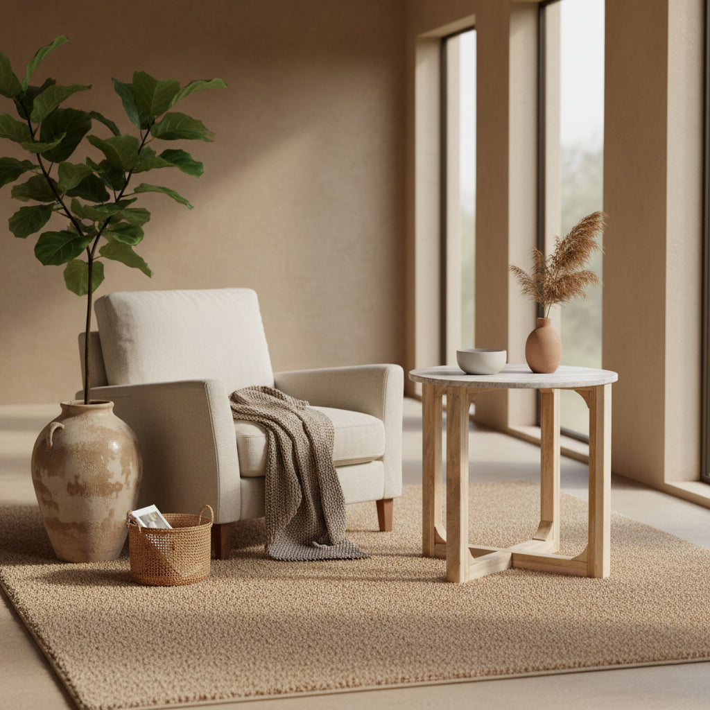 Marble side table round brown Raw Materials
