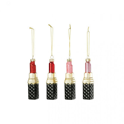 Pendant Lipstick Glass Red/Pink Set of 4 J-Line