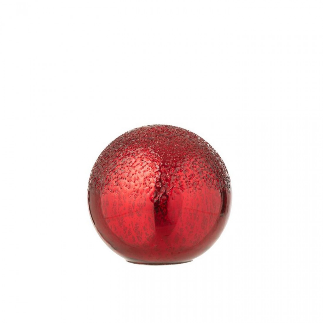 J-Line Set of 2 Crackle Glass LED Baubles, Christmas Red