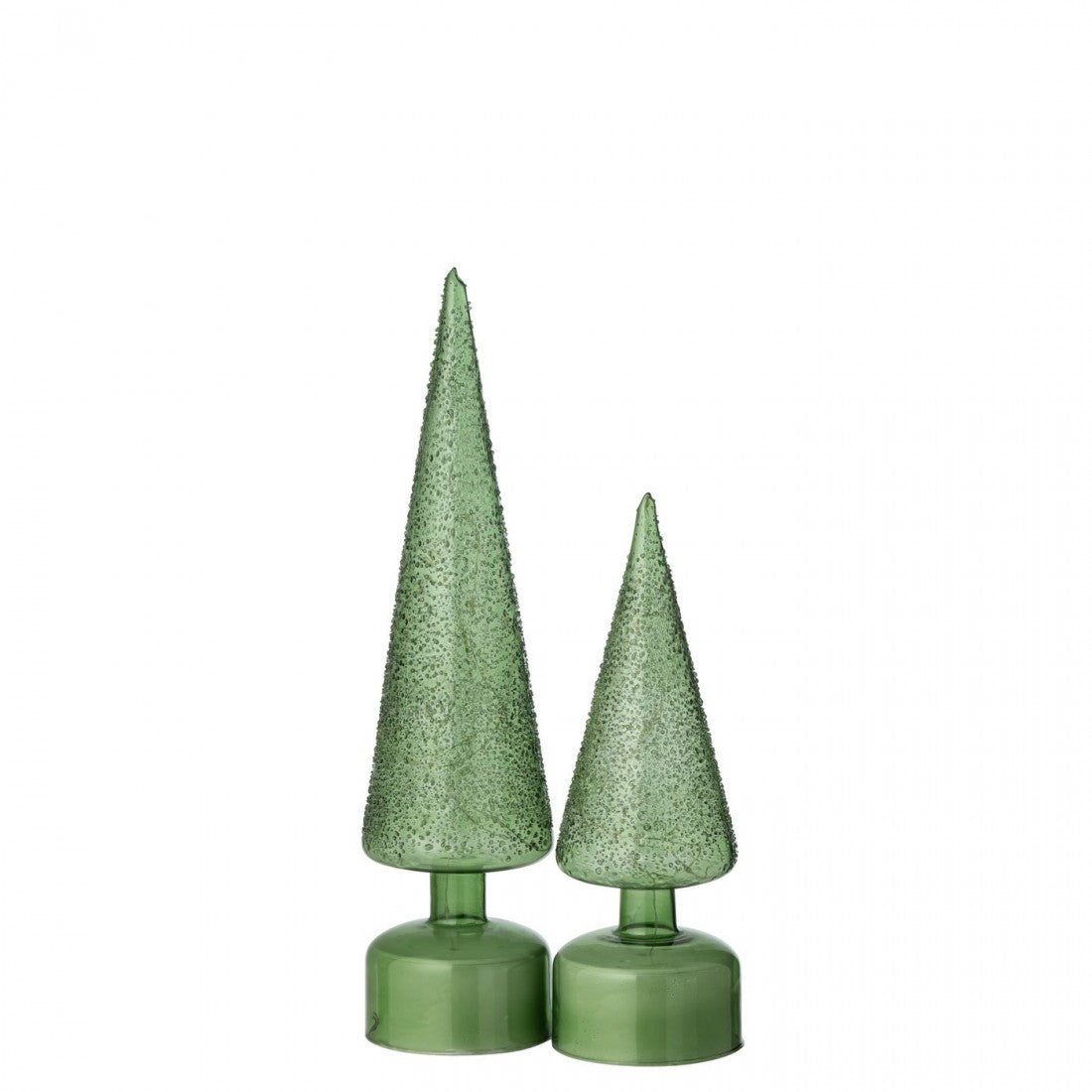 Christmas Tree Rotating LED Glass Green Set of 2 J-Line