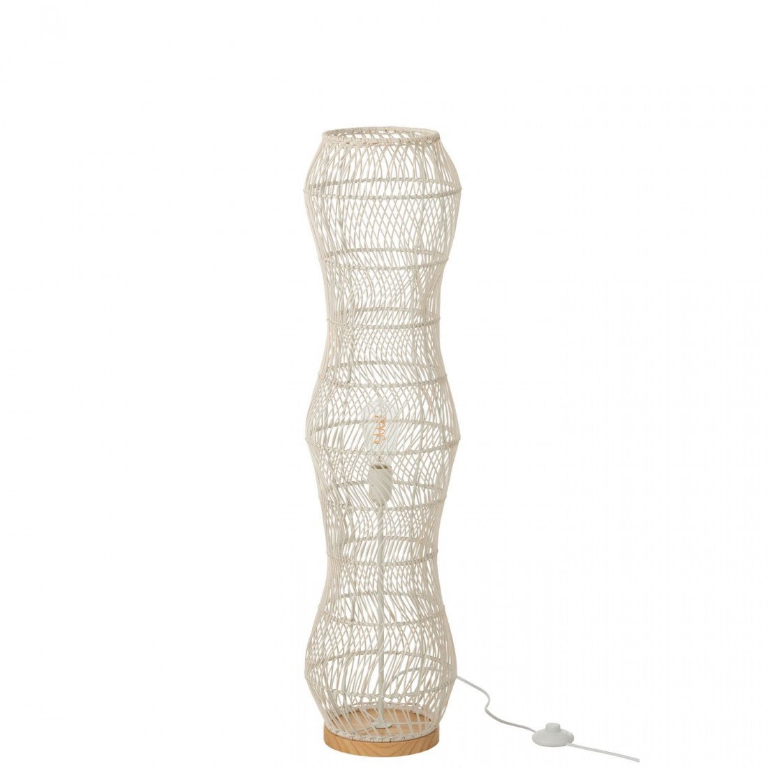 Floor Lamp Rattan Metal Twisted White H101cm  J-Line