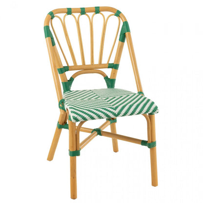 Chair Rattan Dark Green/White J-Line
