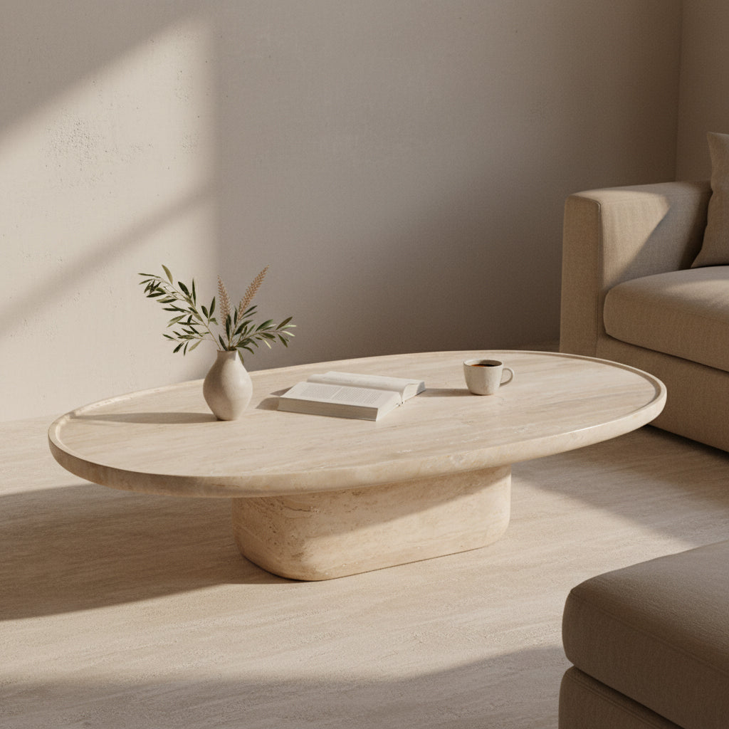 Travertine Oval Coffee Table Raw Materials