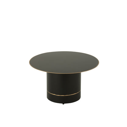 Coffee Table Cylindrical Base With Golden Border Round Iron Black/Gold-Colored Small J-Line