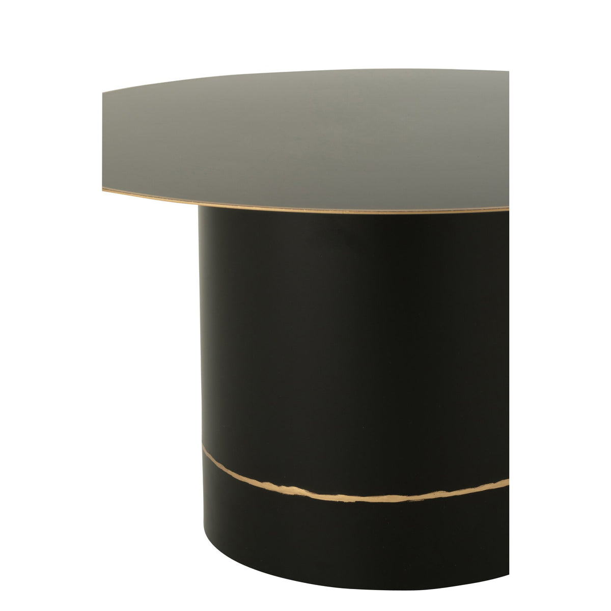 Coffee Table Cylindrical Base With Golden Border Round Iron Black/Gold-Colored Small J-Line