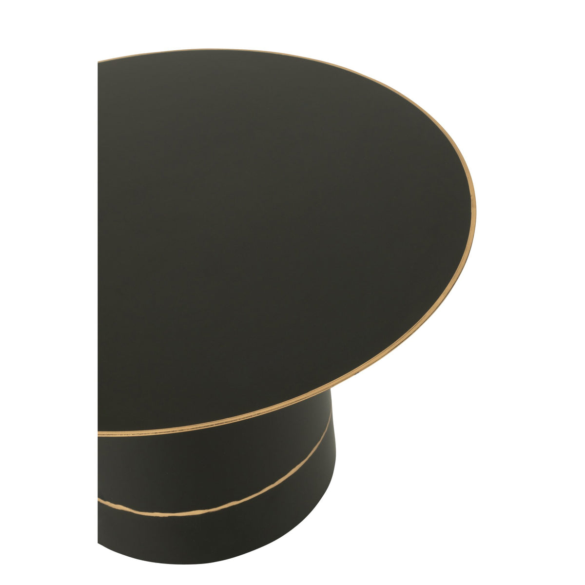 Coffee Table Cylindrical Base With Golden Border Round Iron Black/Gold-Colored Small J-Line