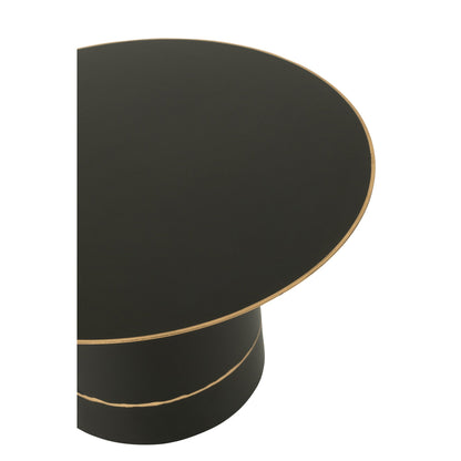 Coffee Table Cylindrical Base With Golden Border Round Iron Black/Gold-Colored Small J-Line
