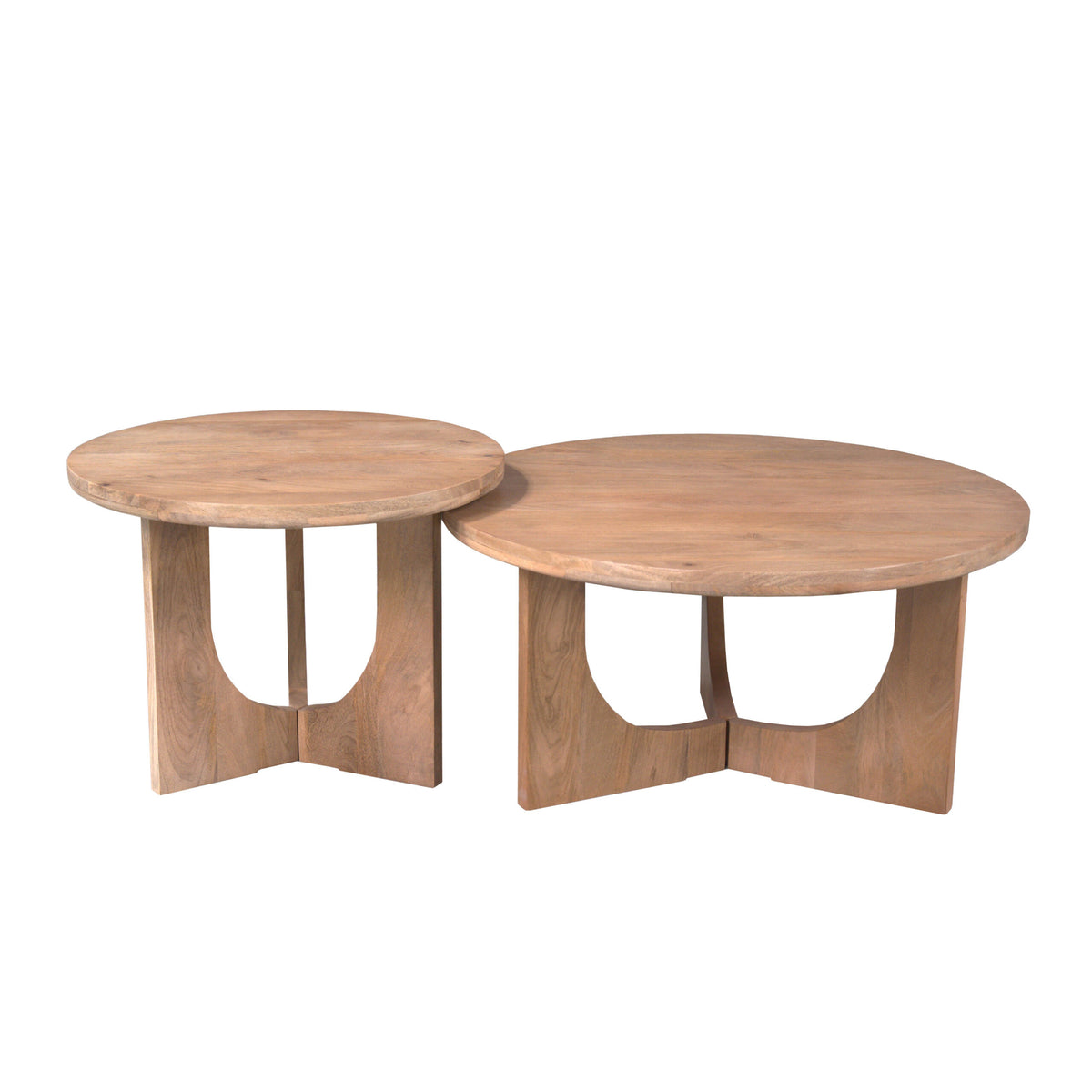 Salontafel Guus van Starfurn, rond naturel tafelblad van 60 cm met lichte en donkere houtnerf