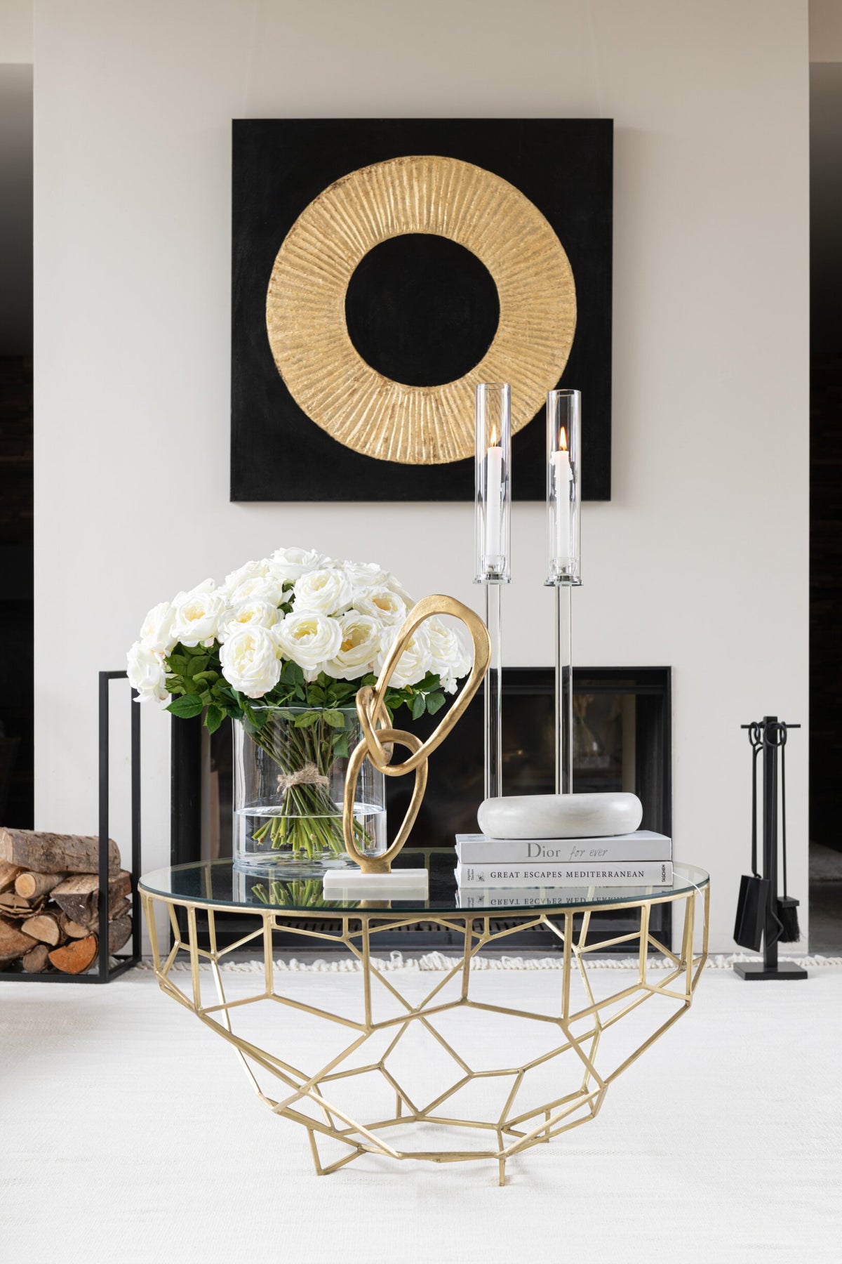 Coffee Table Moza Metal/Glass Gold J-Line