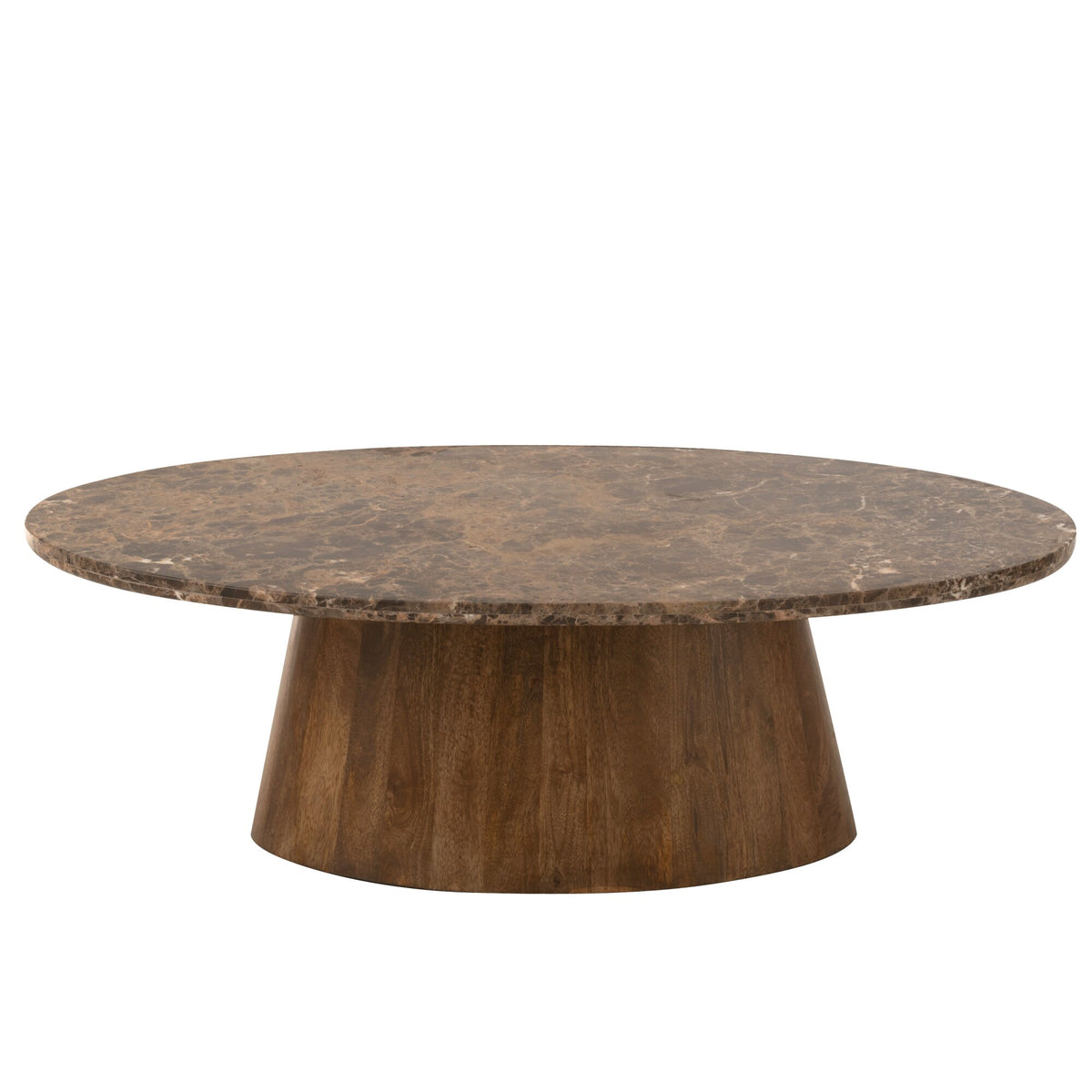 Oval Coffee Table Marble/Mango Wood Brown J-Line