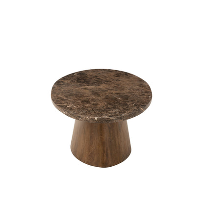 Oval Coffee Table Marble/Mango Wood Brown J-Line