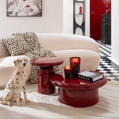 Coffee Table Round Lacquered Metal Red Ø76cm J-Line