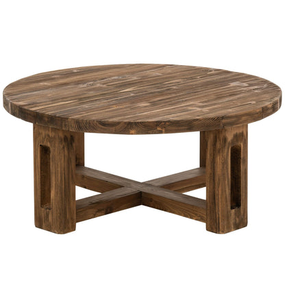 Coffee Table Round Recycled Wood Brown J-Line