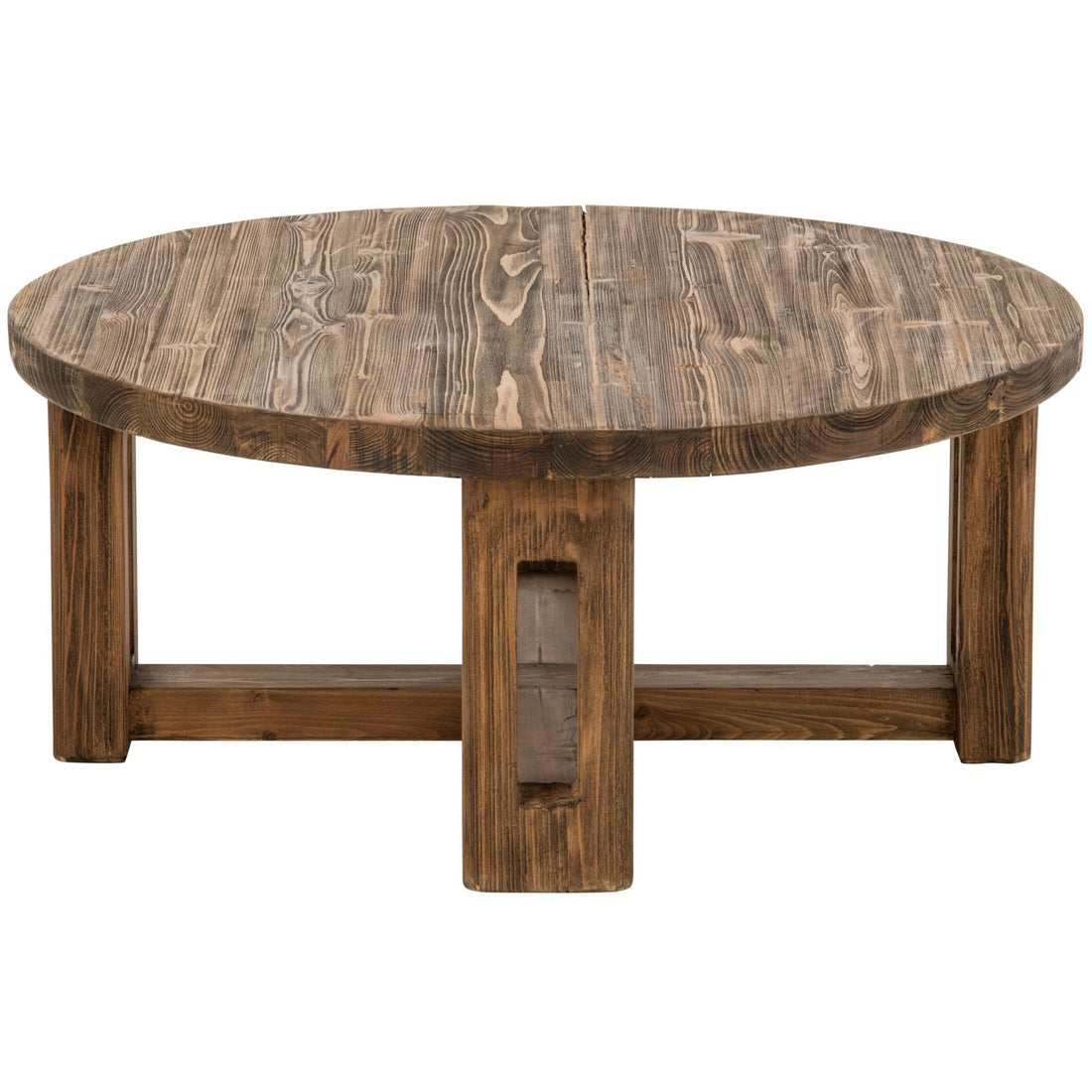 Coffee Table Round Recycled Wood Brown J-Line