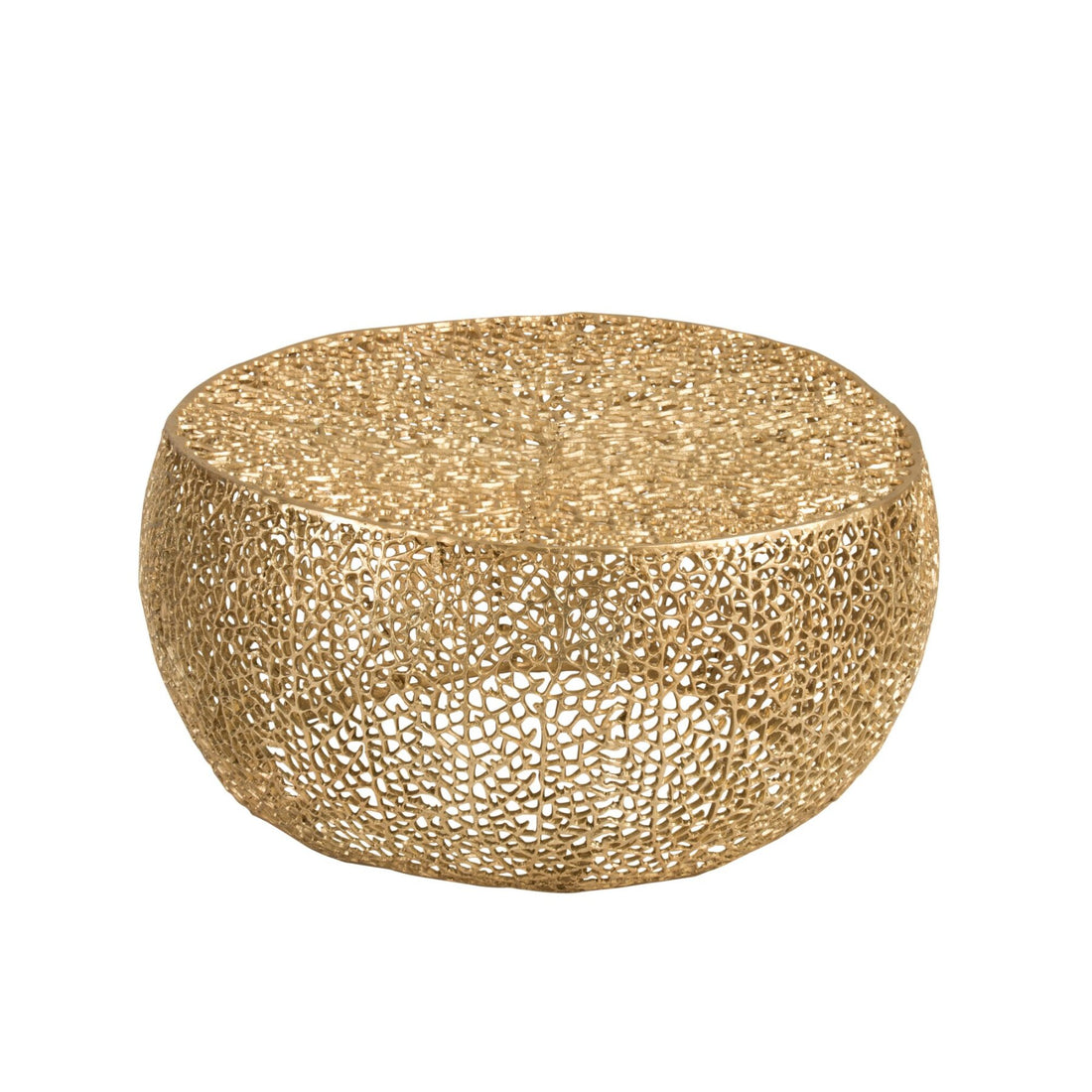 Coffee Table Round Coral Pattern Aluminum Gold J-Line