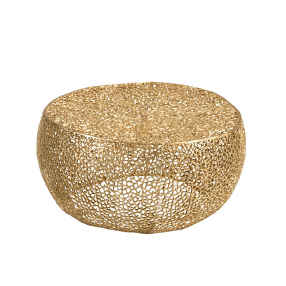 Coffee Table Round Coral Pattern Aluminum Gold J-Line