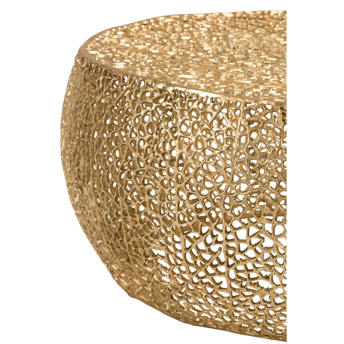 Coffee Table Round Coral Pattern Aluminum Gold J-Line