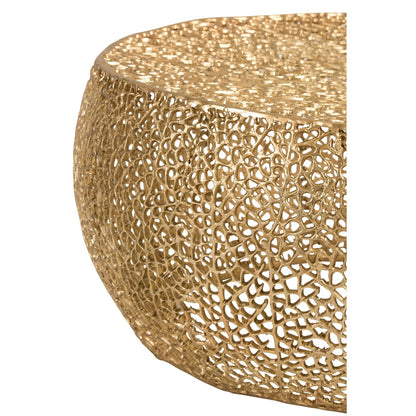 Coffee Table Round Coral Pattern Aluminum Gold J-Line