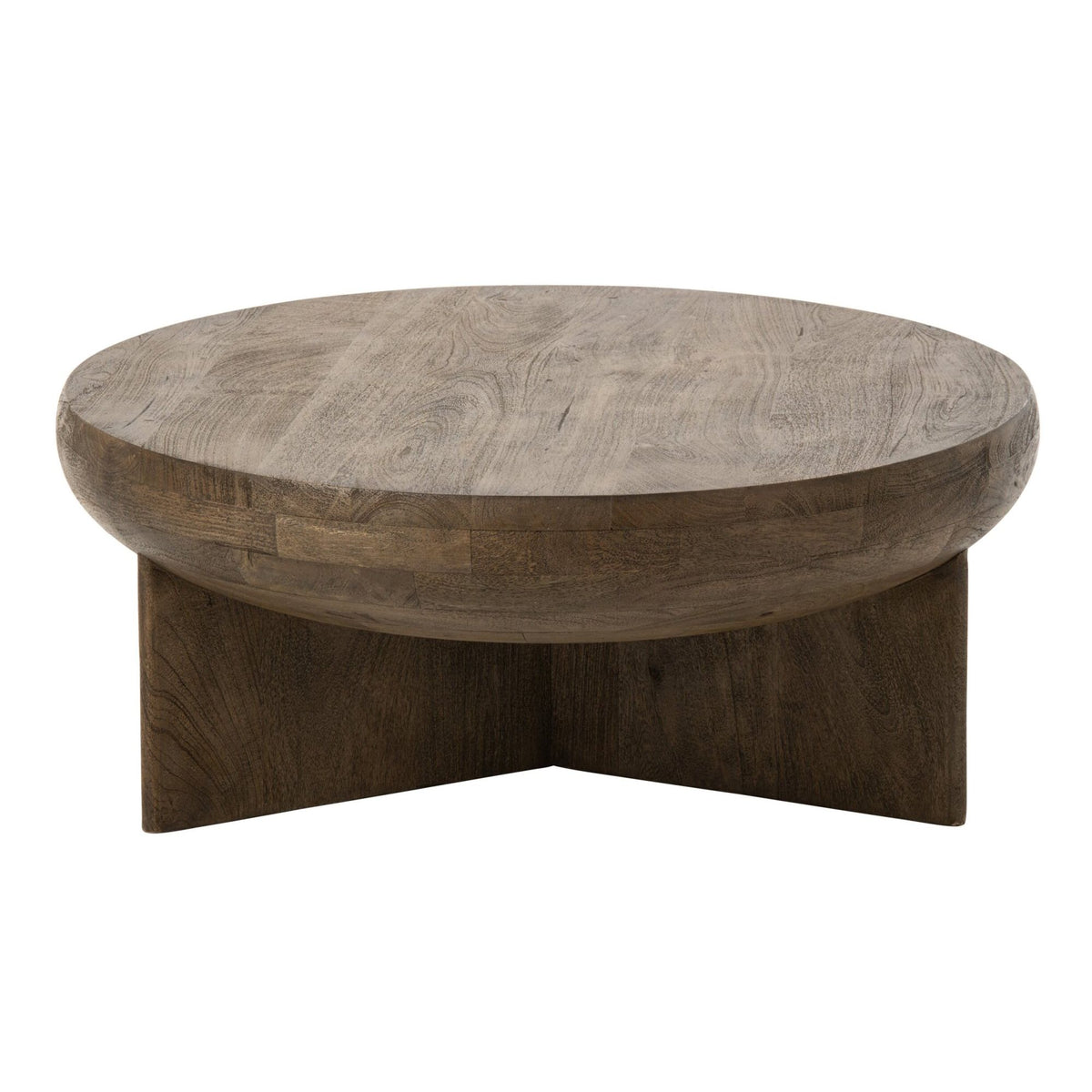 Coffee Table Round Mango Wood Dark Brown Ø90cm J-Line
