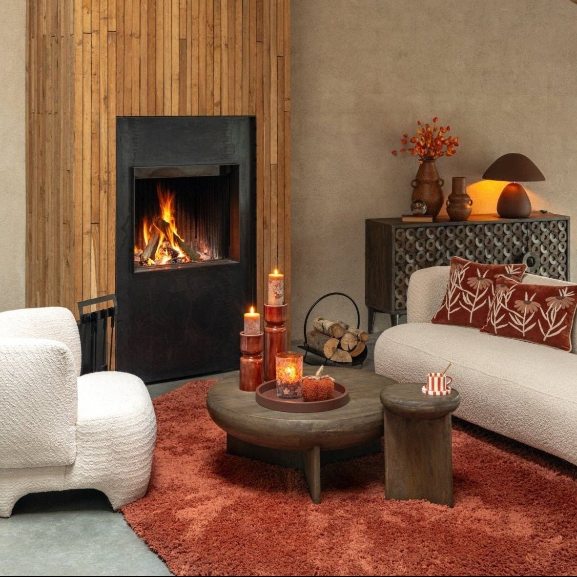 Coffee Table Round Mango Wood Dark Brown Ø90cm J-Line