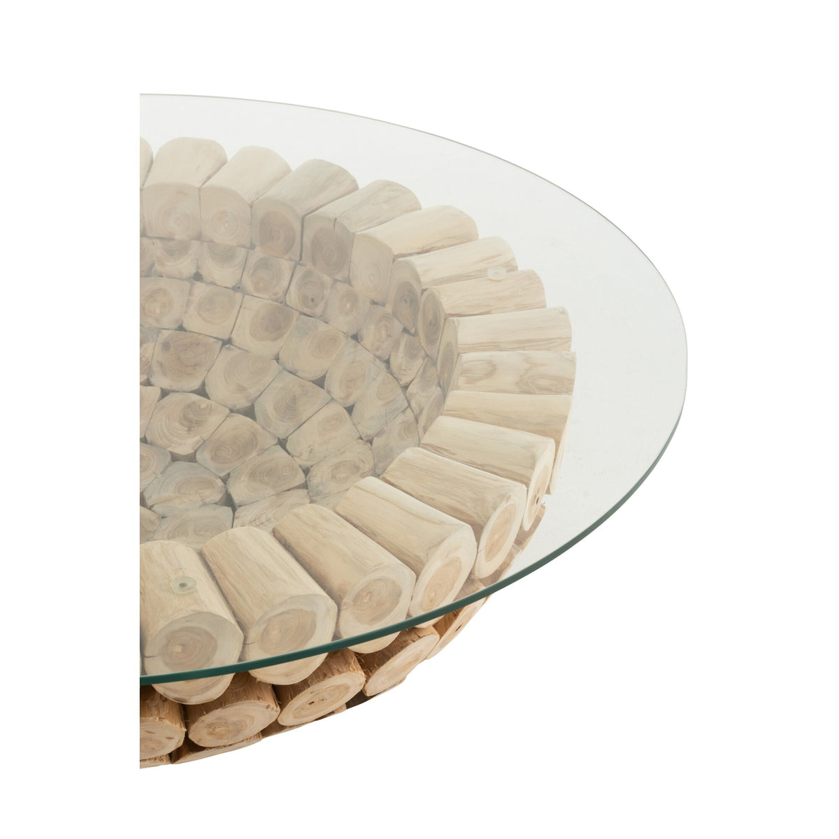 Coffee Table Discs Open Teak Wood Natural/Glass J-Line
