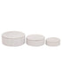 Saria Set Van 3 Opbergdozen Suède Beige Rond van PTMD, vooraanzicht, drie ronde beige opbergdozen van suède