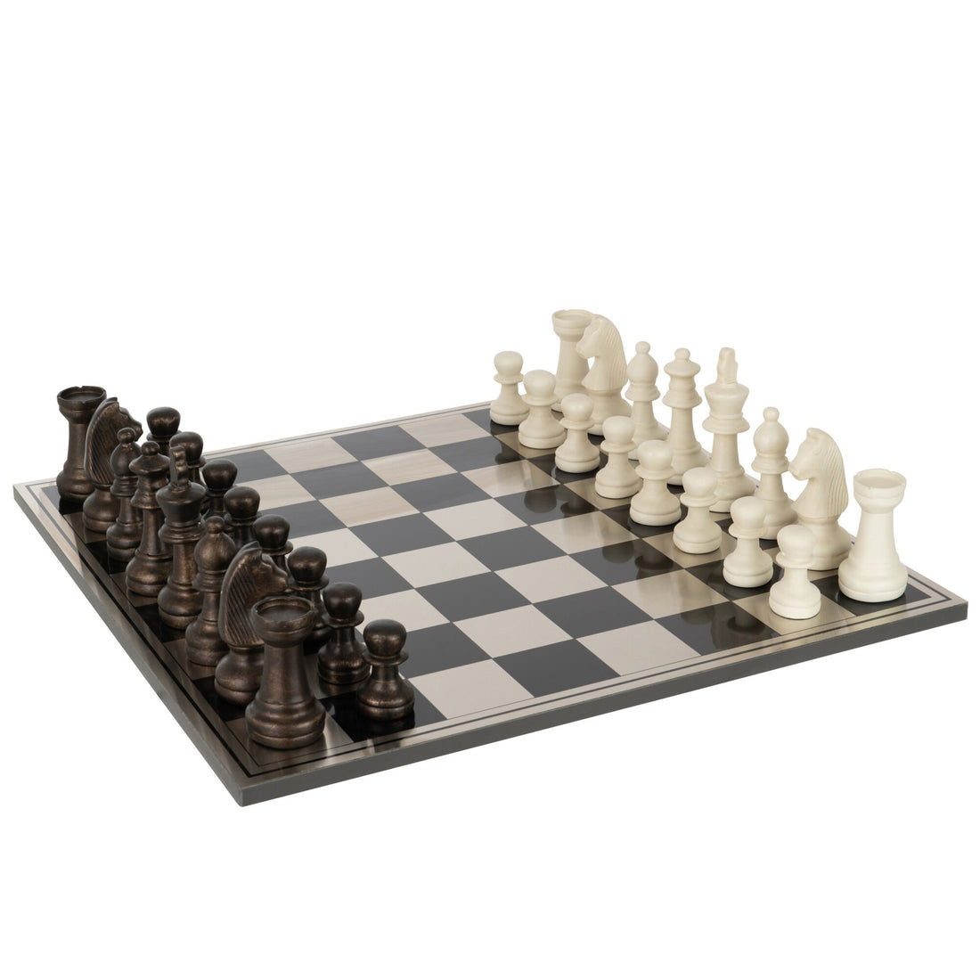 Chess Set Polyresin Brown/White J-Line