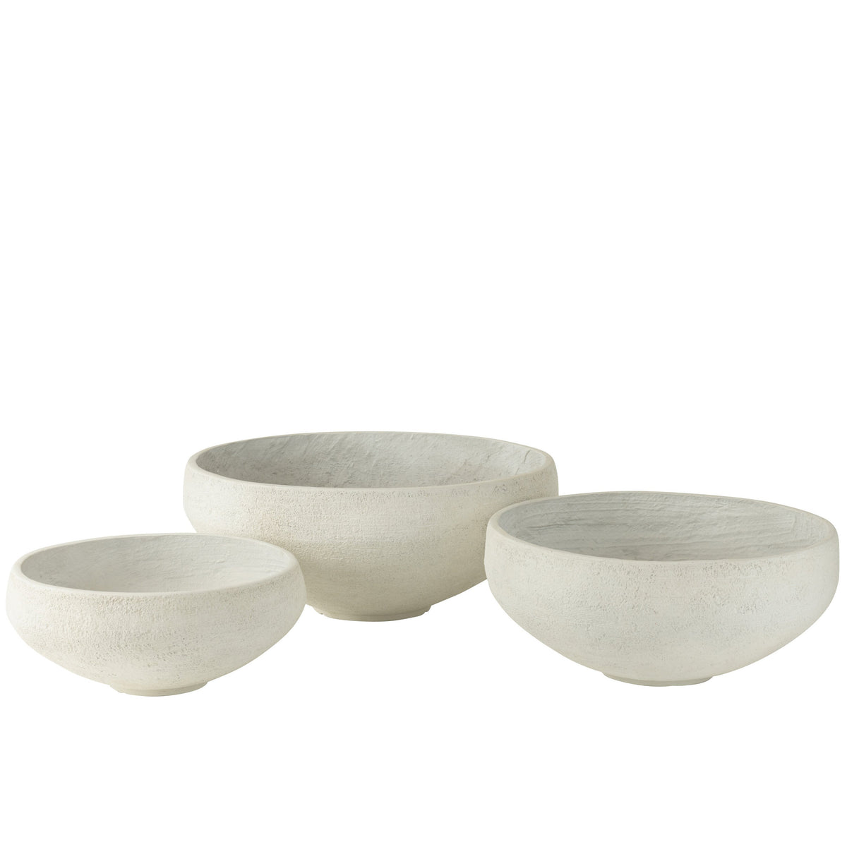 Schaal Vezelklei Wit Set van 3 - Pot - J-Line - livinglovely.nl