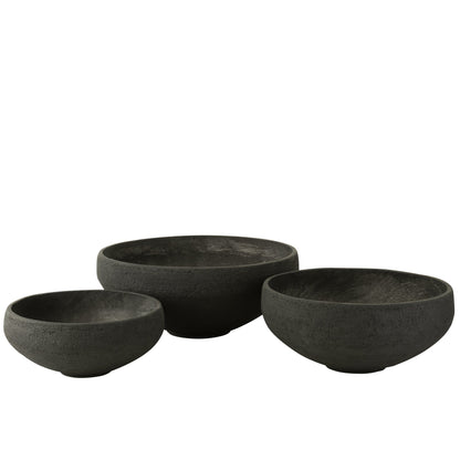Black Fiber Clay Bowl Set of 3 J-Line
