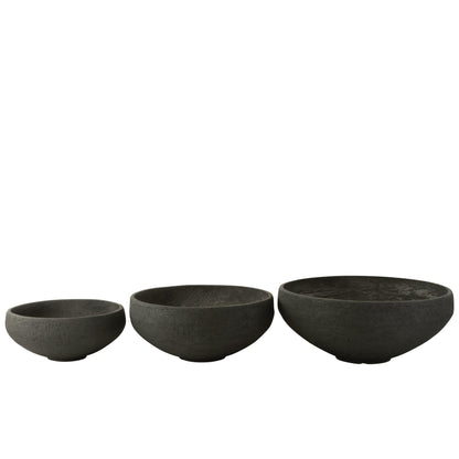 Black Fiber Clay Bowl Set of 3 J-Line