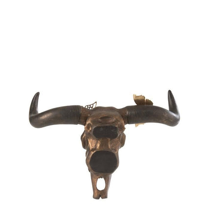 Schedel Os Vlinder Resin Bruin/Goud Small - Wanddecoratie - J-Line - livinglovely.nl