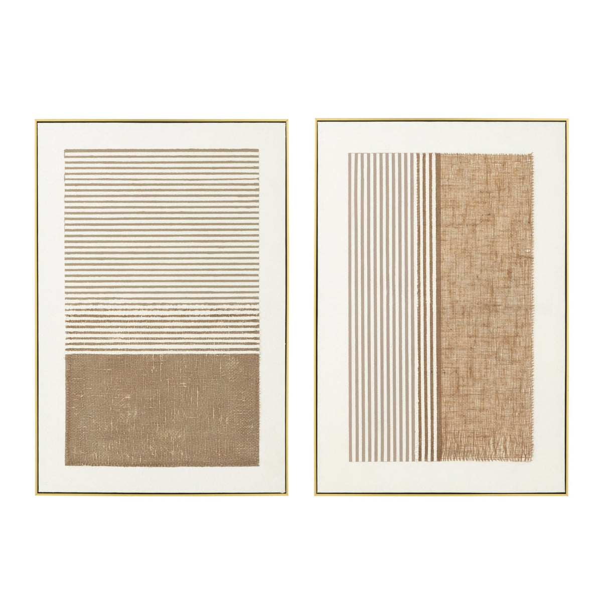J-Line Lame Acrylic Painting Set in Ecru/Taupe, Set of 2