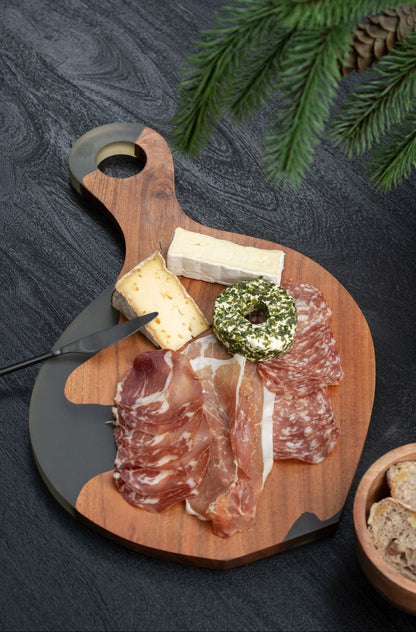 Serving Board Modern Acacia Wood/Epoxy Resin Natural/Black J-Line