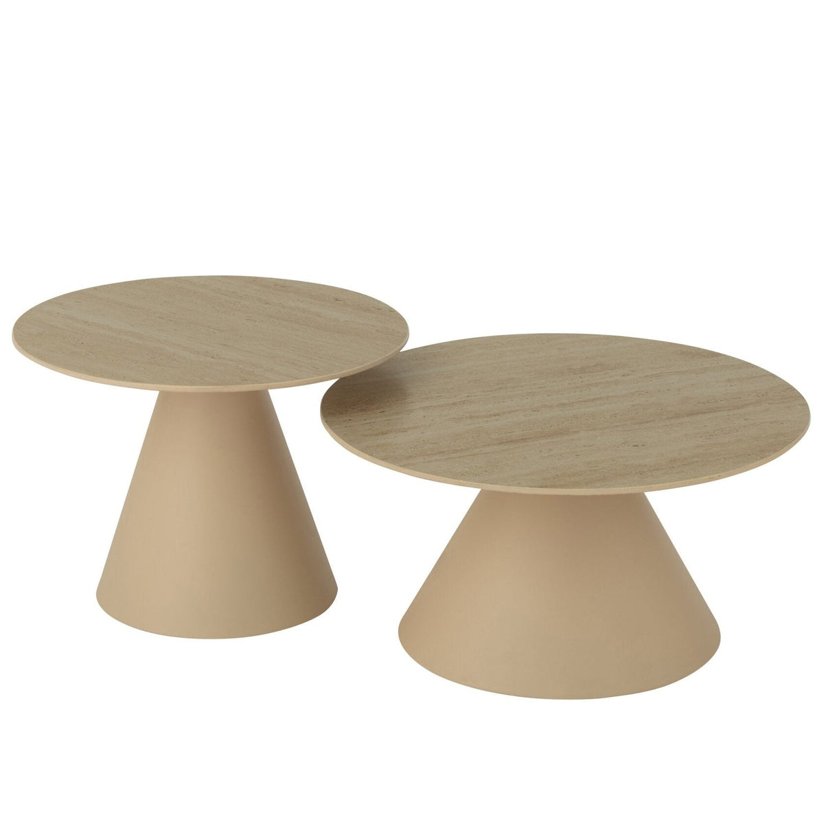 Set of 2 Cone Side Tables Iron Ecru/Beige J-Line