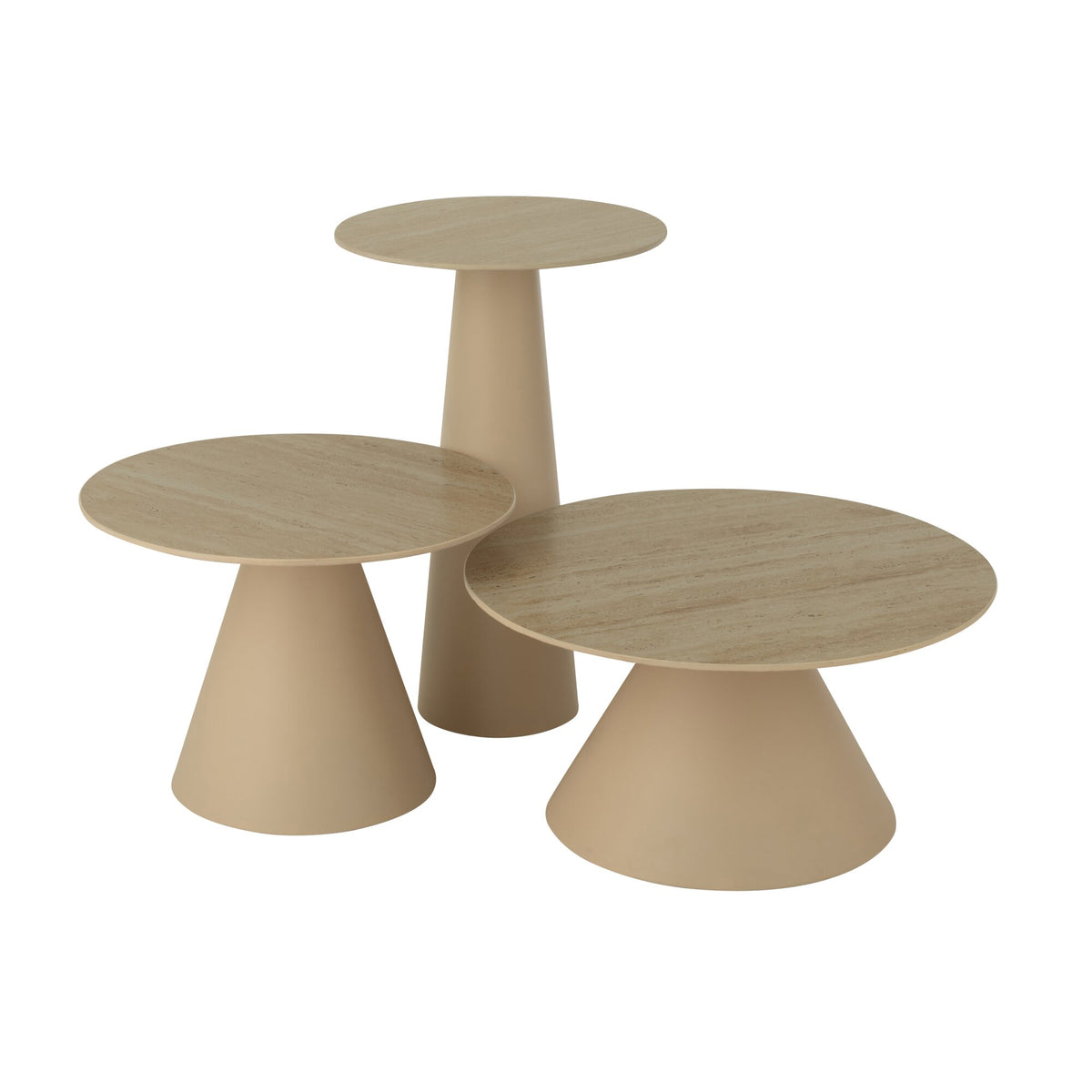 Set of 2 Cone Side Tables Iron Ecru/Beige J-Line
