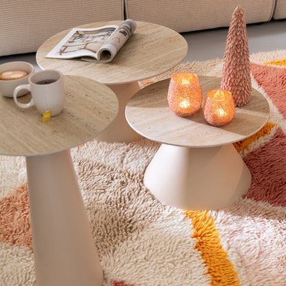 Set of 2 Cone Side Tables Iron Ecru/Beige J-Line