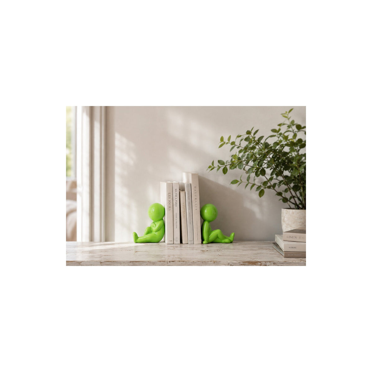 Set of 2 Marcel Stoneware Bookends Green J-Line