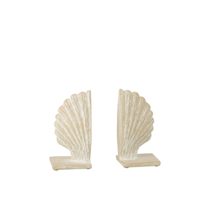 Set of 2 Seashell Bookends Polyresin White/Natural J-Line