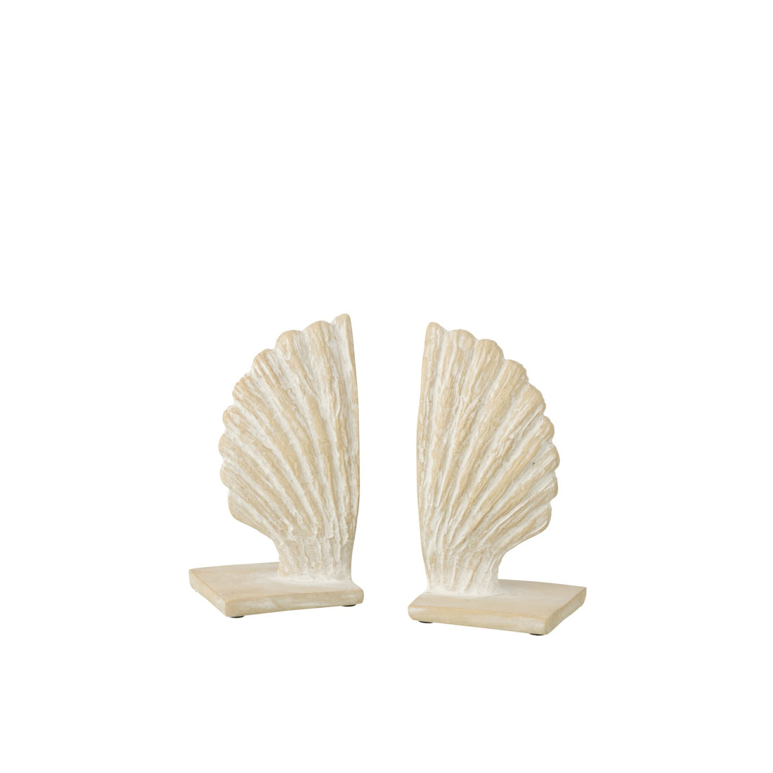 Set of 2 Seashell Bookends Polyresin White/Natural J-Line