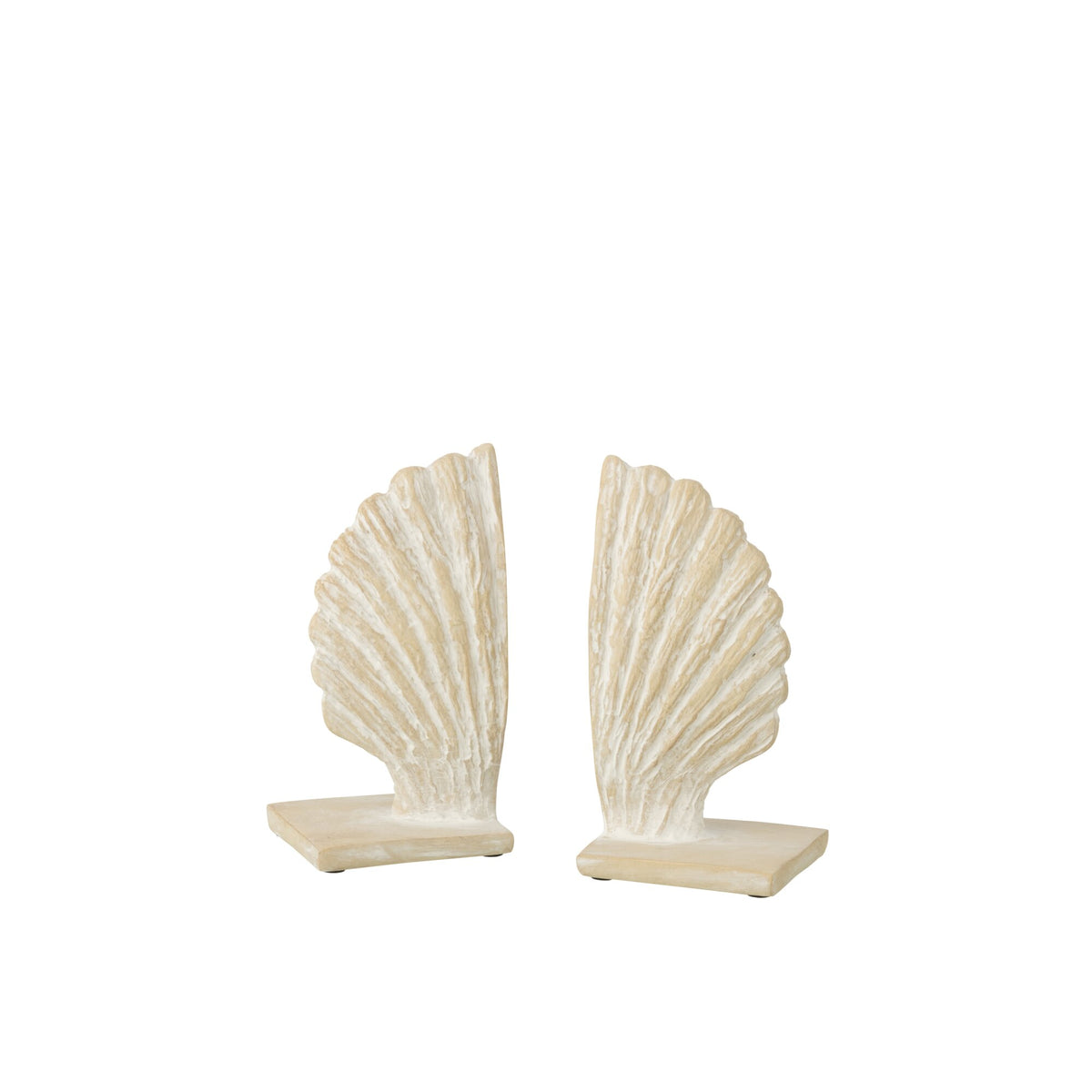 Set of 2 Seashell Bookends Polyresin White/Natural J-Line