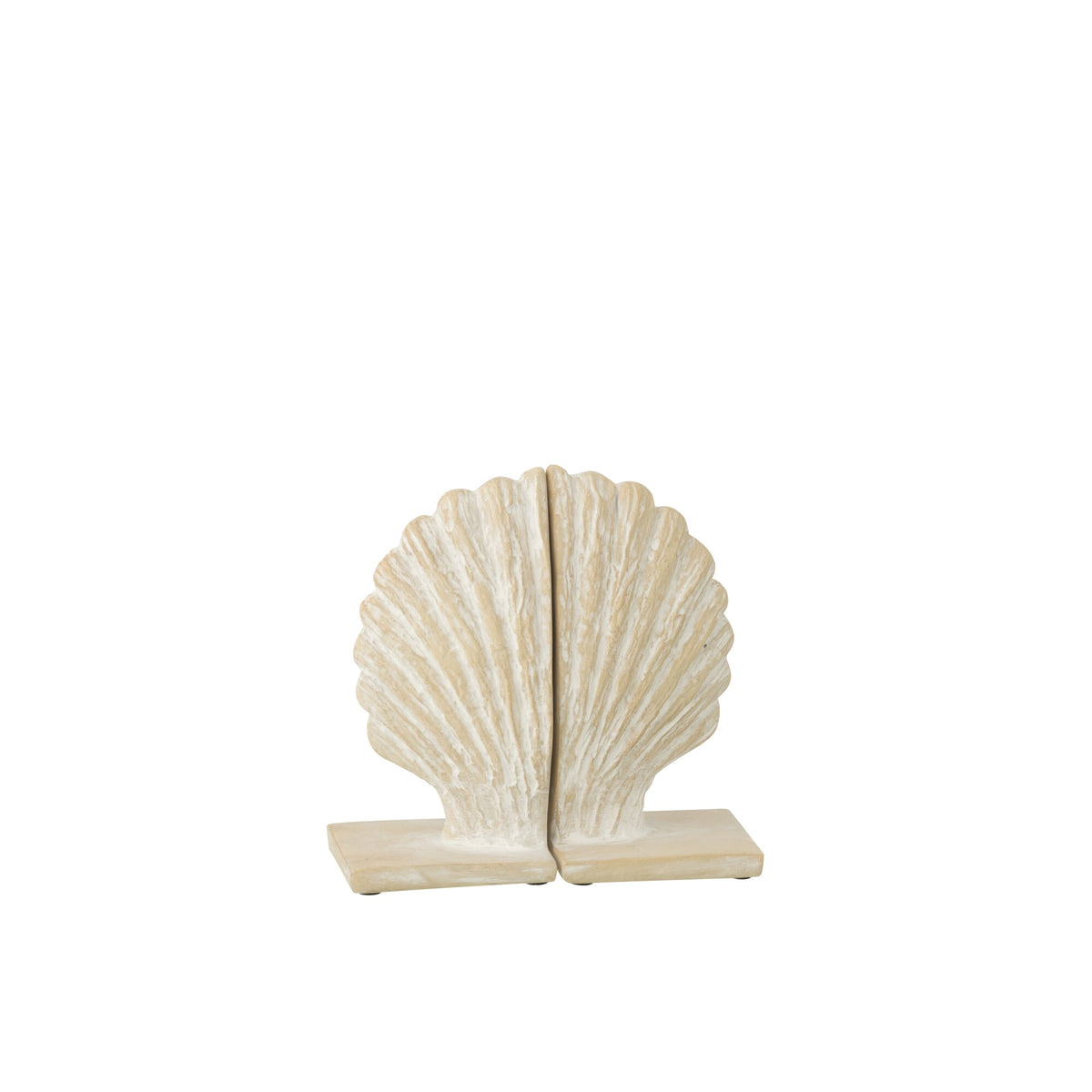 Set of 2 Seashell Bookends Polyresin White/Natural J-Line