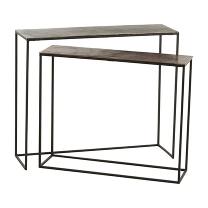 Set of 2 Rectangular Consoles Aluminum Black/Mixed J-Line