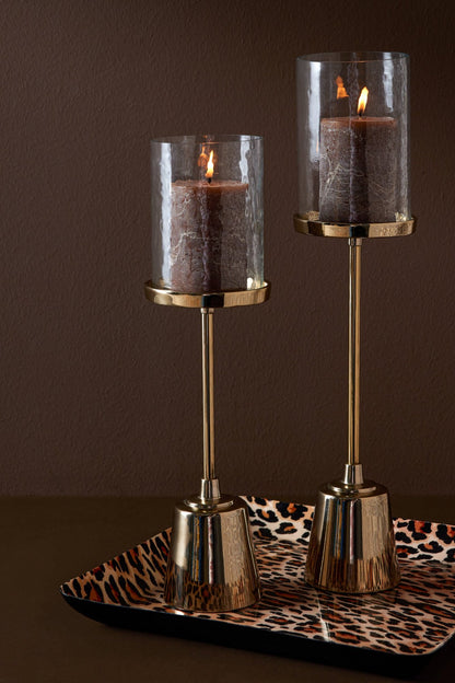 Set of 2 Leo Square Metal Serving Trays Leopard Print Caramel/Black J-Line