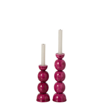 Set of 2 Fuchsia Iron Candle Holders J-Line
