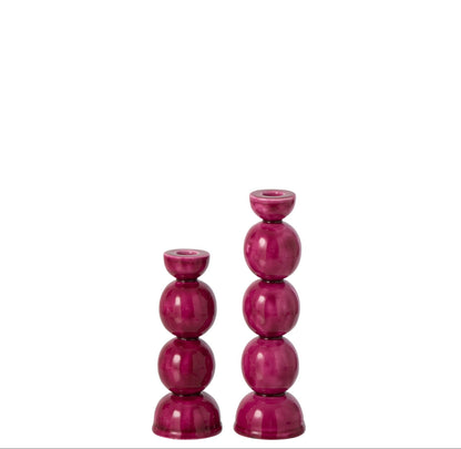 Set of 2 Fuchsia Iron Candle Holders J-Line
