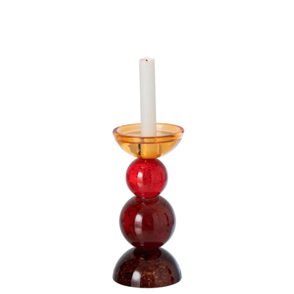 Kleine kandelaar van meerkleurig glas uit de J-Line set, 21cm hoog